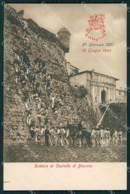 Militari 36º Battaglione Bersaglieri Castello Brescia cartolina XF1192 
