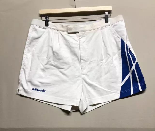 Vintage Adidas Shorts Mens W 38 in White Tennis Chino 90s Retro Sports Cotton