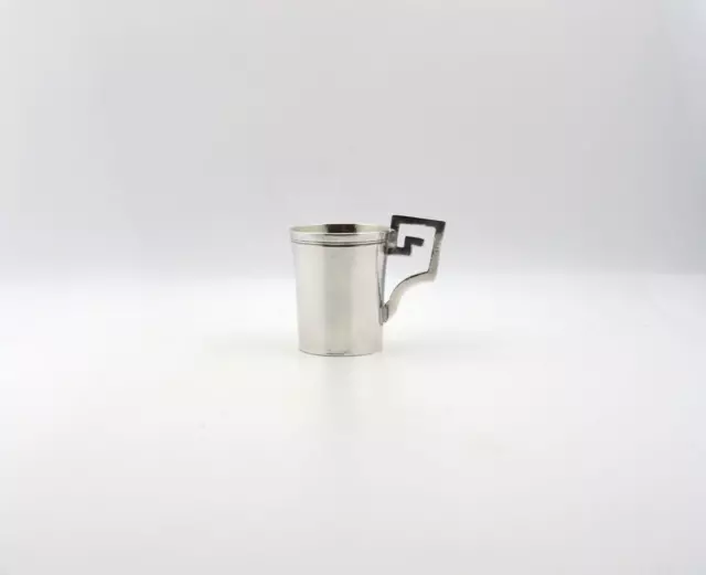 Antik Mittel 19th Jahrhundert Handgemacht Italienische Solid Silber Miniatur Cup