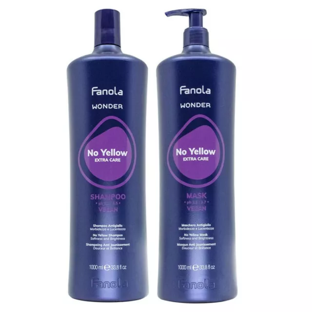 FANOLA Kit Wonder No Yellow Extra Care Shampoo 1000ml + maschera 1000ml