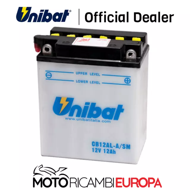 Batteria Moto Scooter Unibat Cb12Ala Sm = Yb12Al-A 12Ah 12V Per Moto E Scooter +