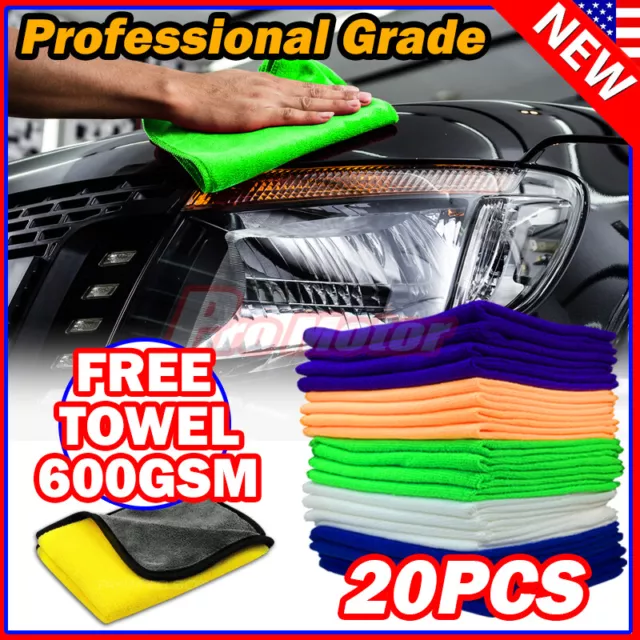 20 Pack Microfiber Cleaning Cloth No-Scratch Rag Car Polishing Detailing Towel