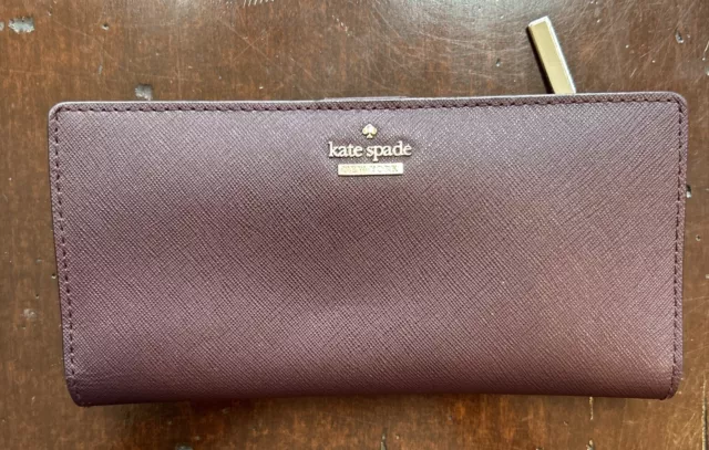 Kate Spade New York Bifold Leather Wallet - Burgundy