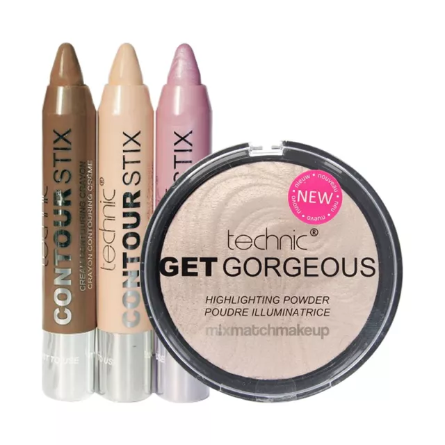 Technic Get Gorgeous Highlighting Textmarker Pulver & Kontur Stix Sticks Set