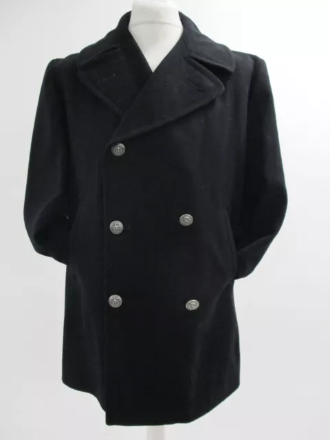 VINTAGE US NAVY Enlisted Peacoat, Black Pea Coat, 100% Wool, Man's, 40R ...
