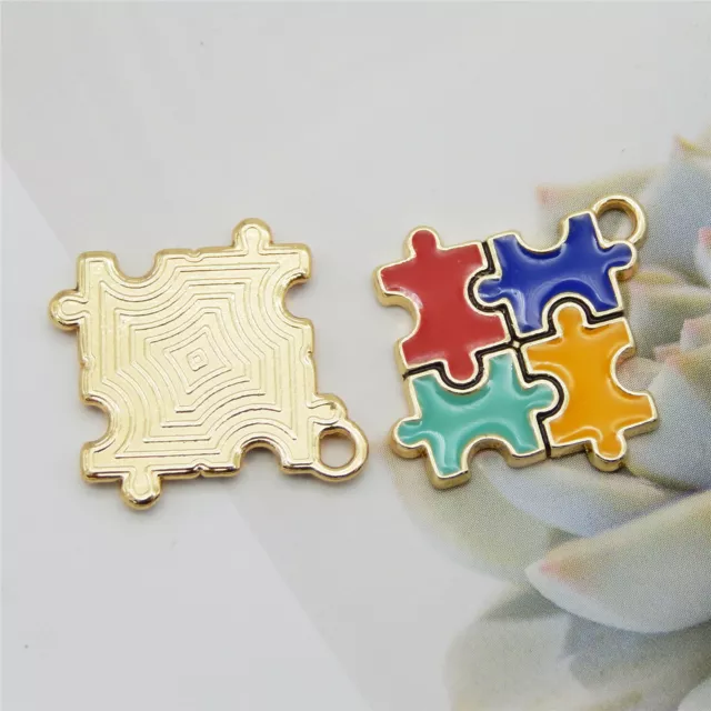 Wholesale Mixed Lots Autistic Puzzle Pieces Pendant Charms DIY Accessories 9pcs 3