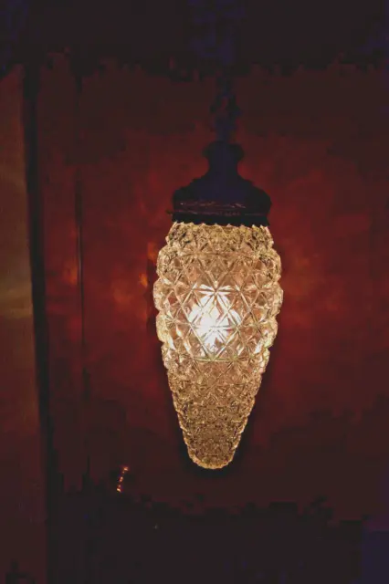 MCM Vintage Mid Century Hanging Swag Crystal Glass Light ~WORKS~