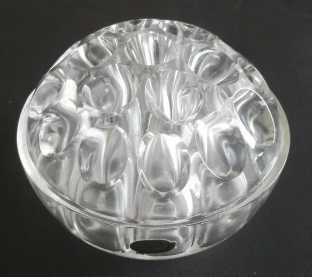 VTG 1960s BOHEMIA CZECHOSLOVAKIA GLASS LEAD CRYSTAL 4"W 19 FLOWER FROG ARRANGING