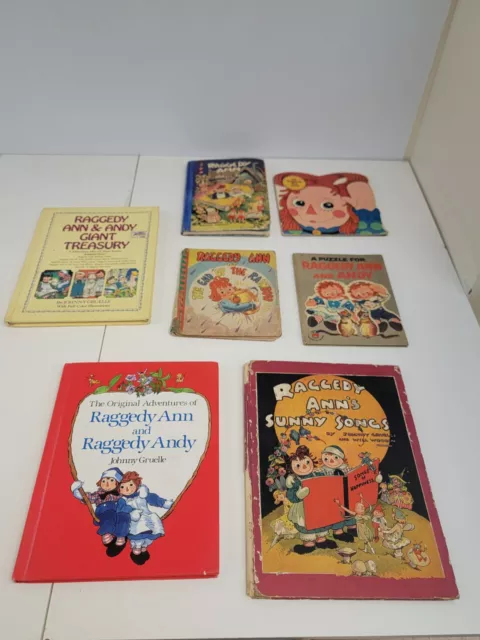 Lot of 7 Vintage Raggedy Ann & Andy Books Johnny Gruelle