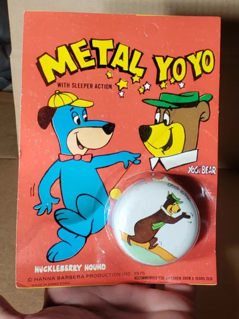 Vintage Yogi Bear Hanna Barbera Metal Tin Litho Yoyo Hong Kong 1975 NOS MOC