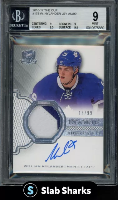 2016 Upper Deck The Cup William Nylander Rookie Patch Auto /99 Bgs 9 Auto 10