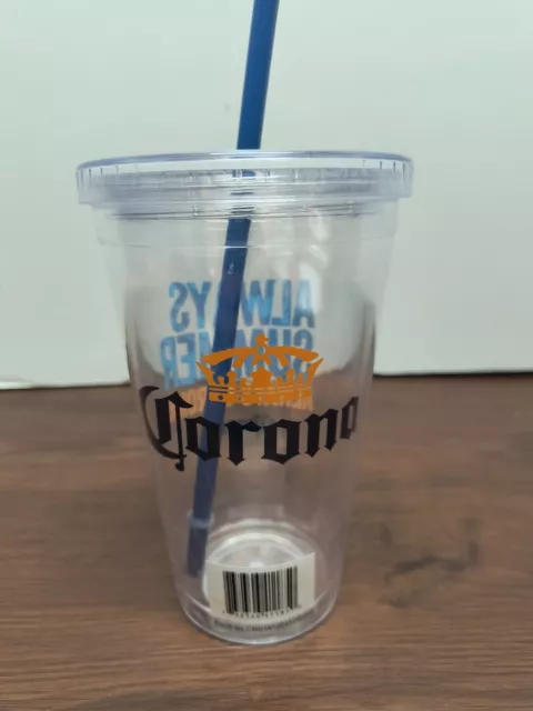 Glass Travel Corona Beer Plastic Tumbler with Straw