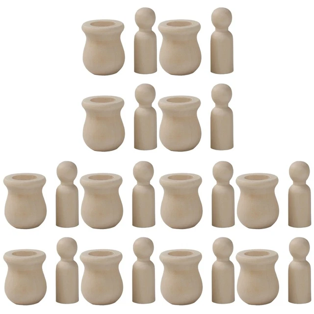 60 Sets Wooden Doll Pegs Kid Craft Maniquin Blank Human Body Child