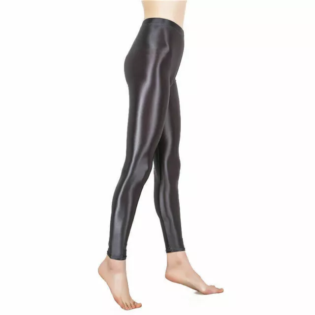 Leggings Yoga Semi Opachi Donna Lucido Wetlook Spandex Lucido 2