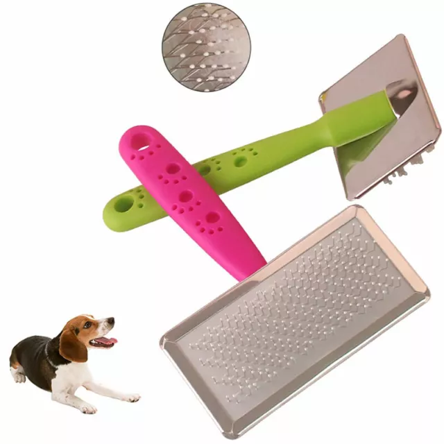 Pet Dog Cat Hair Remover Comb Grooming Massage Deshedding Self Cleaning Brus-NG