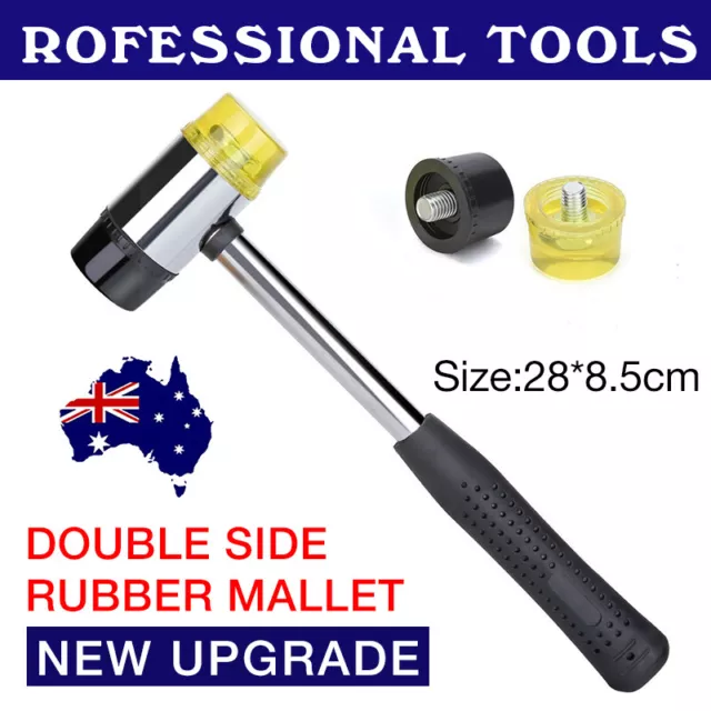 25MM Rubber Mallet Soft Face Hammer Double Side Grip Handle Shaft DIY No Harm AU