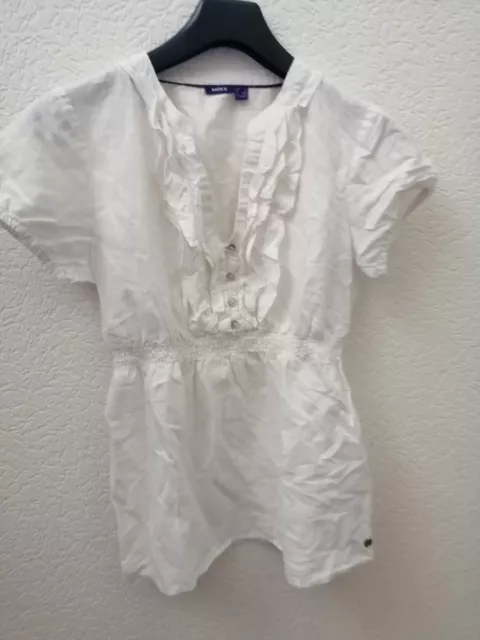 Mädchen Bluse MEXX Gr. 34 Weiß Leinen- Mix