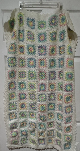 MANTA DE BEBÉ CROCHET CASERA / Tirar 45""X27"" AZUL PASTEL ROSA AMARILLO BLANCO