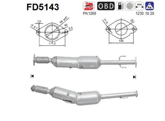 Filtro antiparticolato DPF filtro antiparticolato diesel AS FD5143 cordierite per Nissan Note