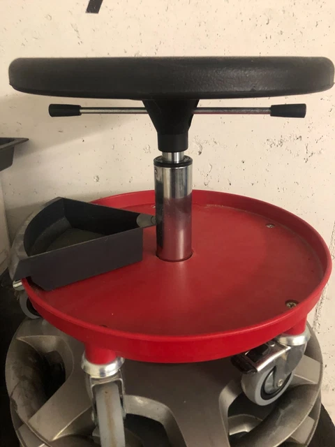 HASKYY Werkstatthocker, 43-58cm - Schwarz/rot