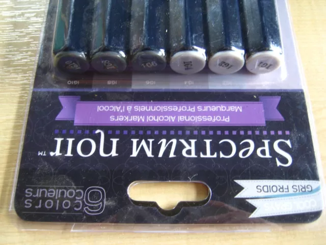 Marcadores profesionales de alcohol Spectrum Noir - grises fríos - juego de bolígrafos de 6 colores