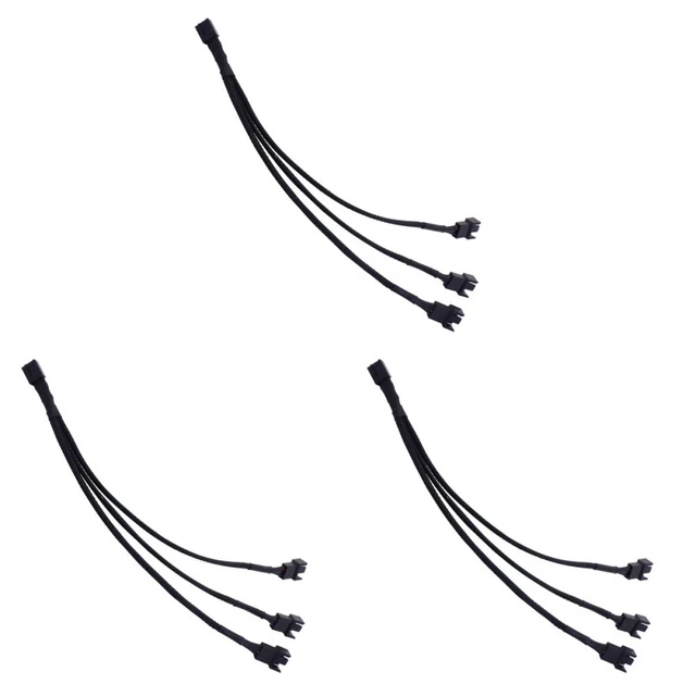 3 PCS Fan Splitter 4 Pin PWM Connector Power Supply Cable Temperature Control