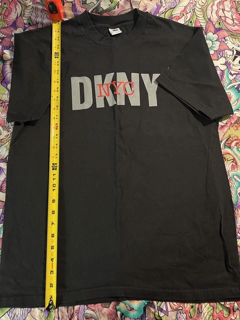 Vintage DKNY T Shirt 90s USA MADE Logo Spellout Black Soft Flowy XL