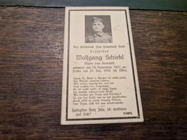 Sterbebild deathcard Soldat Gefr 42 Osten gef St17899