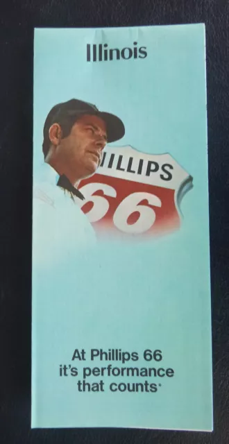1973 Illinois  road map Phillips 66  oil  gas route 66