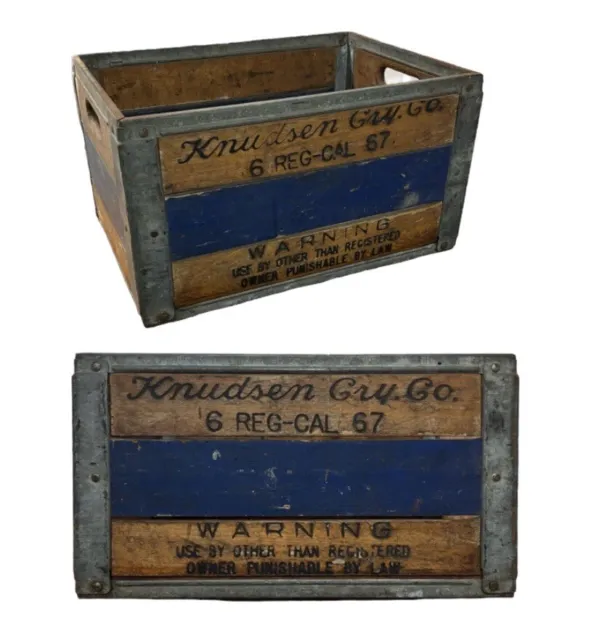 Vintage - Knudsen Creamery Cry Dairy Heavy Wood Milk Crate Box Case - Rare