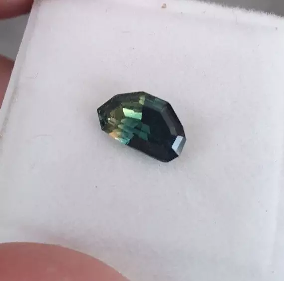 Natural earth-mined green/yellow/blue sapphire freeform gemstone...1.2 carat