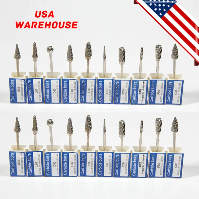 20 Dental Tungsten Carbide Drills/Burs fit Lab Polishing Marathon 2.35mm TIPS