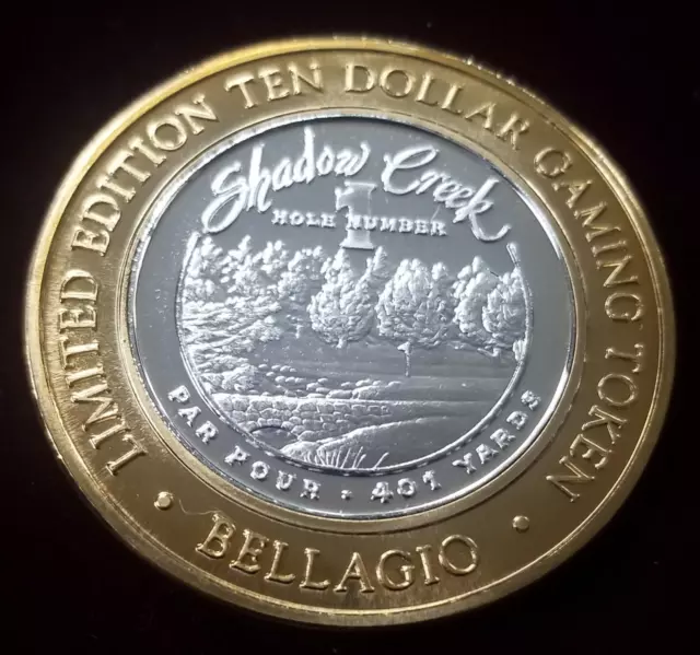 .999 $10 Silver Strike | Gaming Token | Las Vegas | Bellagio | Shadow Creek, 1