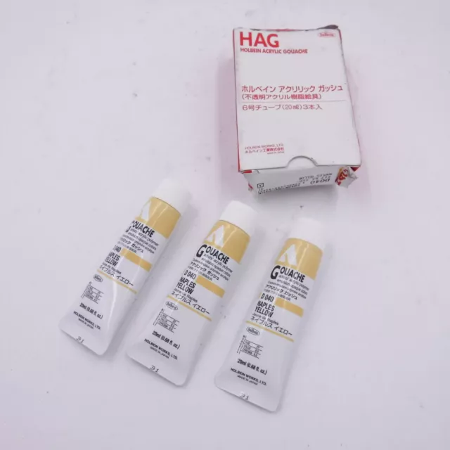 3 Pack Holbein Artists' D040 Acryla Gouache Paint 20ml Tubes Naples Yellow