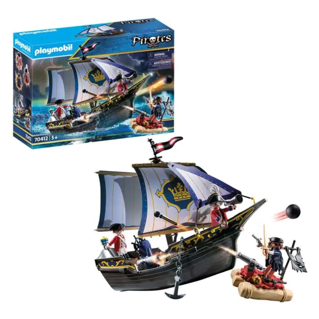 PLAYMOBIL Pirates Small Floating Pirate Ship with Raft Fantasy Playset 70412 2