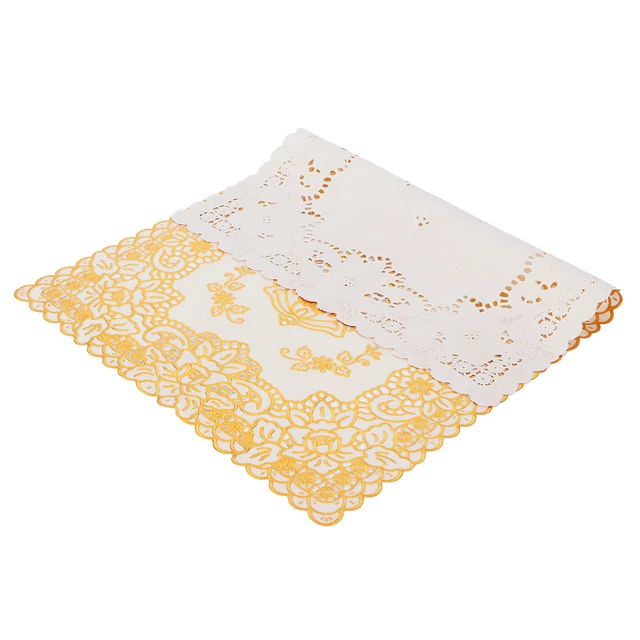 (C)2PCS 30cmx45cm PVC Tischmatte Gold Tischsets Cup Coaster Pad Küche