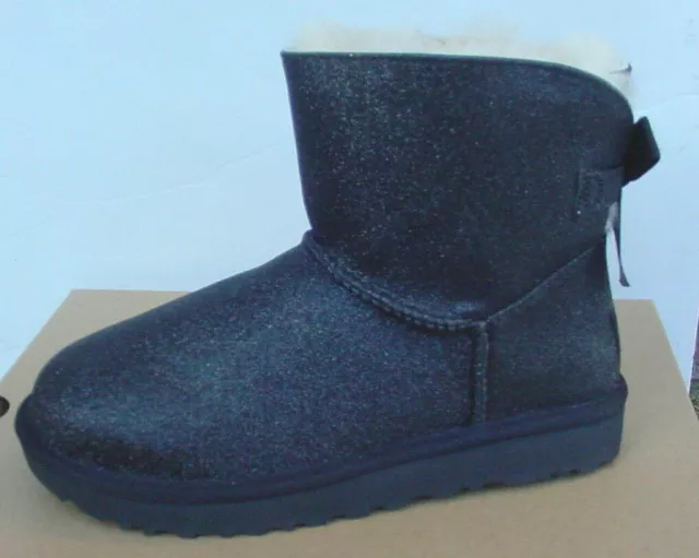 UGG AUSTRALIA DONNA Stivali Caviglia Nero Mini Bailey Fiocco