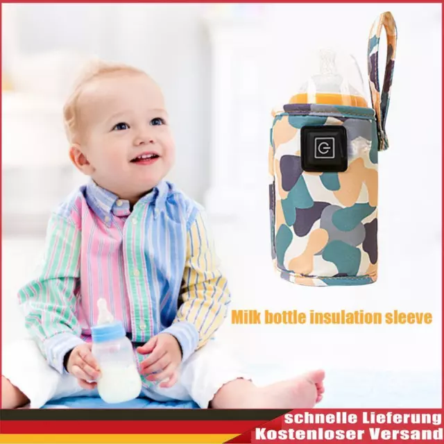 Calentador de biberón de lactancia USB para bebé portátil sobre la marcha para viajar a casa (camuflaje wh