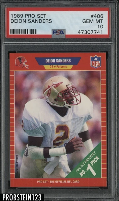1989 Pro Set Football #486 Deion Sanders Falcons RC Rookie HOF PSA 10