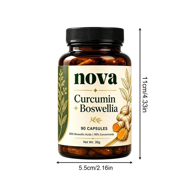 2PACK NOVA CURCUMIN Boswellia Supplements With Black Pepper, 90 ...