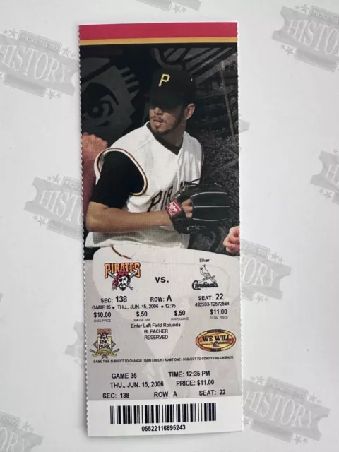 2006 Cardinals at Pittsburgh Pirates Ticket 6/15/06 Bautista Burnitz Home Runs