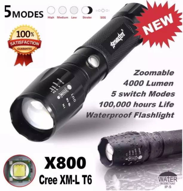 5000LM G700 Tactical LED Flashlight X800 Zoom Super Bright Military Light Lam WE