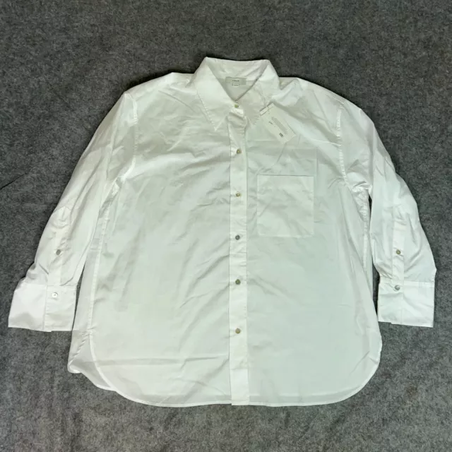 Vince Womens Shirt Plus 1X White Long Sleeve Blouse Dress Button Front Top NWT