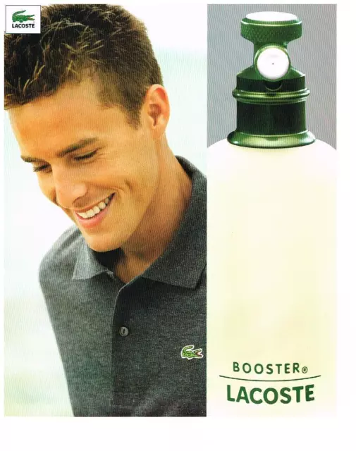 PUBLICITE ADVERTISING  2000 LACOSTE BOOSTER eau de toilette parfum        080213
