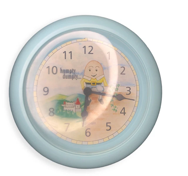 Humpty Dumpty Nursery Rhyme Wall Clock By Ingraham Light Blue