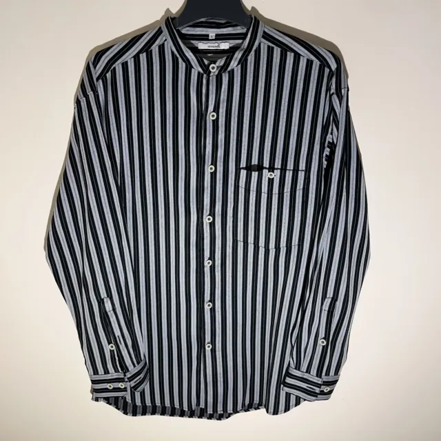 Vintage Avanti Mens Long Sleeve Button Up Striped Pocket Collar Shirt Size L