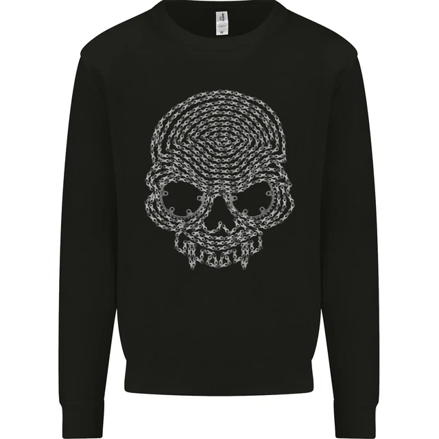 Skull of Chains Biker Motorcycle Motorbike Kids Sweatshirt Jumper