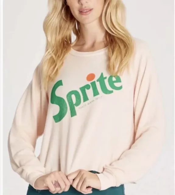 Wildfox Coca Cola Women's Medium Pink Sprite World Tour Crop Sweatshirt Top NWT