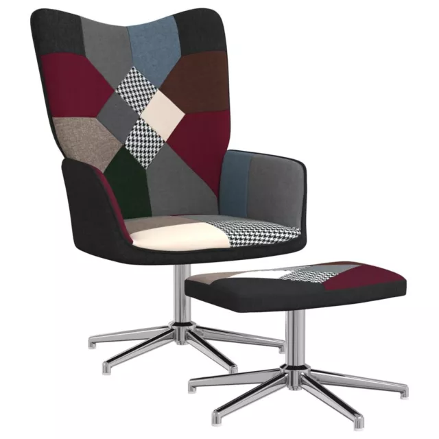 AX Poltroncina Sedia Patchwork Sgabello Poggiapiedi Girevole 360° Casa + 328202