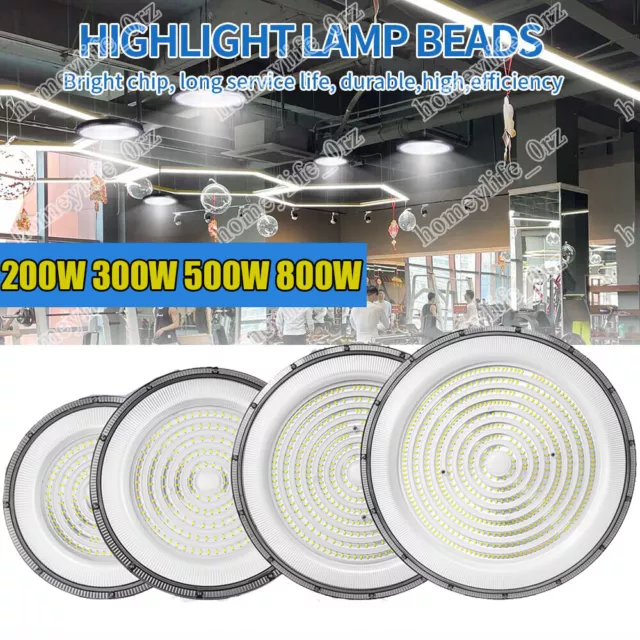 800W UFO LED High Bay Light Workshop Garage Lights Industrial Warehouse Lamp UK